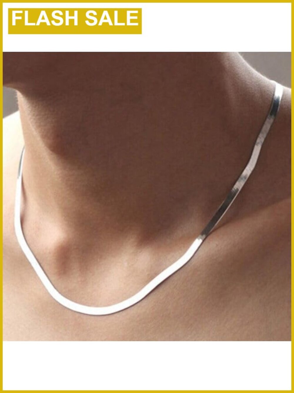 Sterling Silver Flat Herringbone Chain Necklace 16-24in Unisex High Polish